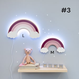 Rainbow Lamp Set Of Two Rainbows, Wooden lamp, Nursery Wall Decor, Night Light For Boys and Girls, Gift for KID, Birthday gift for girl image 6