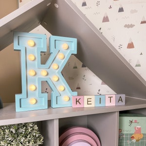 Letra de marquesina de madera, Luz nocturna, Lámpara LED, Iluminación de guardería, Luz nocturna, Regalo para baby shower, Luz nocturna personalizada