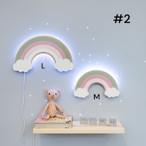 Rainbow Lamp Set Of Two Rainbows, Wooden lamp, Nursery Wall Decor, Night Light For Boys and Girls, Gift for KID, Birthday gift for girl image 5