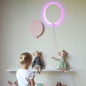 Luz de noche para guardería, decoración de habitaciones, lámpara de globo, luz para dormitorio infantil, decoración de dormitorio infantil, decoración de pared