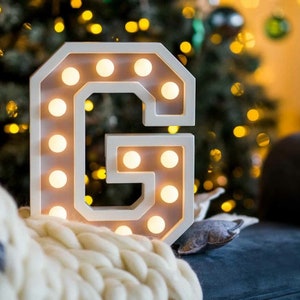 Letra de marquesina de madera, luz de noche, decoración de pared para habitación infantil, para niñas y niños, regalo para baby shower, regalo original para bebé, Taufgeschenk