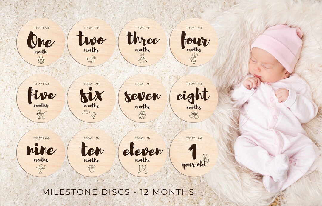 Monthly Age Milestone Month Baby Signs Newborn Age Blocks Personalized ...
