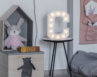 Night light nursery, Wooden marquee letter, Baby room decor, Baby night light, Night light for kid, Nursery wall lamp