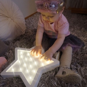 Wooden Star Bedside LED Lamp, Children&#39;s Lamp, Kids room, Nightlight, Table Desk Lamp, Natural Wooden Lamp, Nightlight for nursery