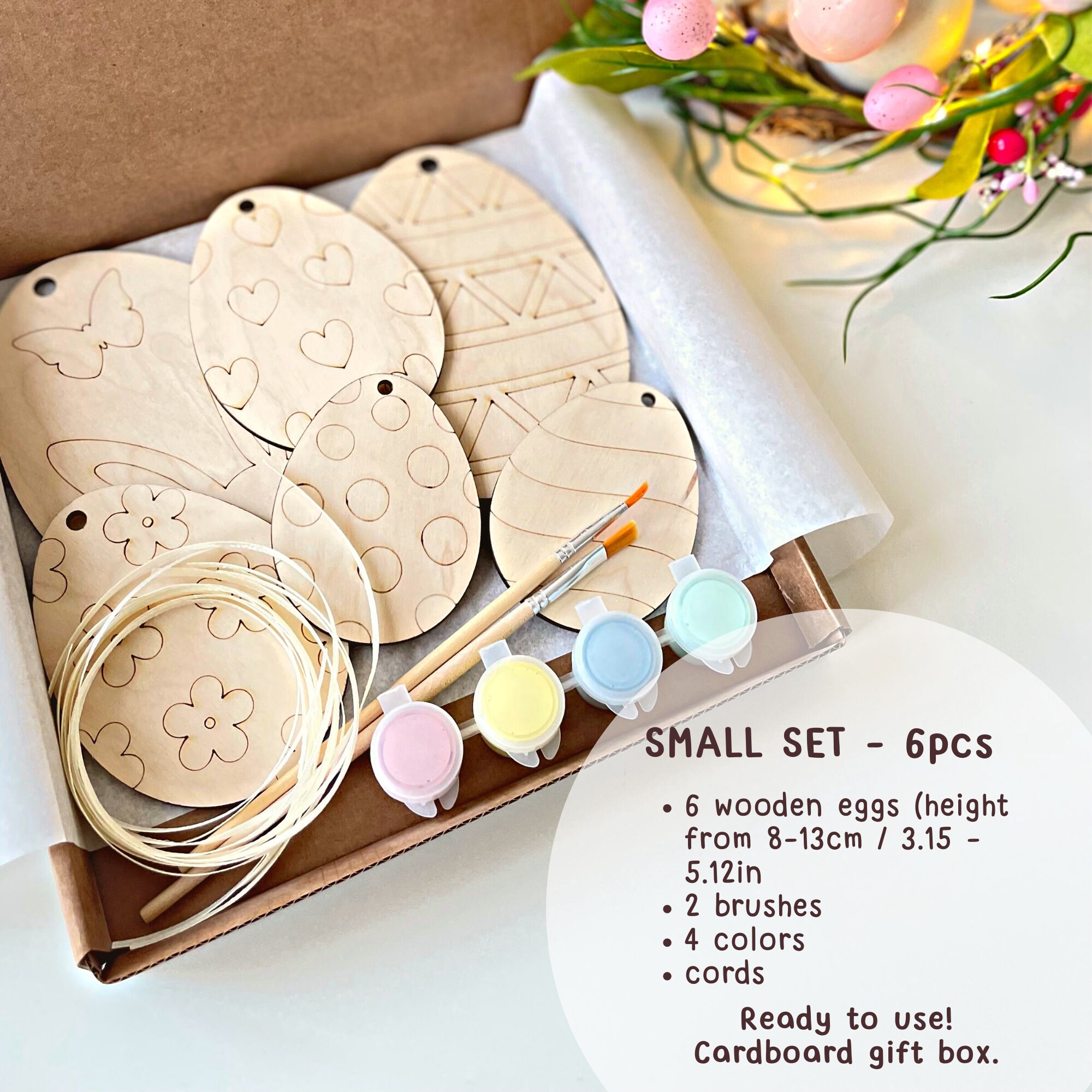 DIY Easter Egg Painting Kit: Wooden Ornaments Craft Set - Etsy