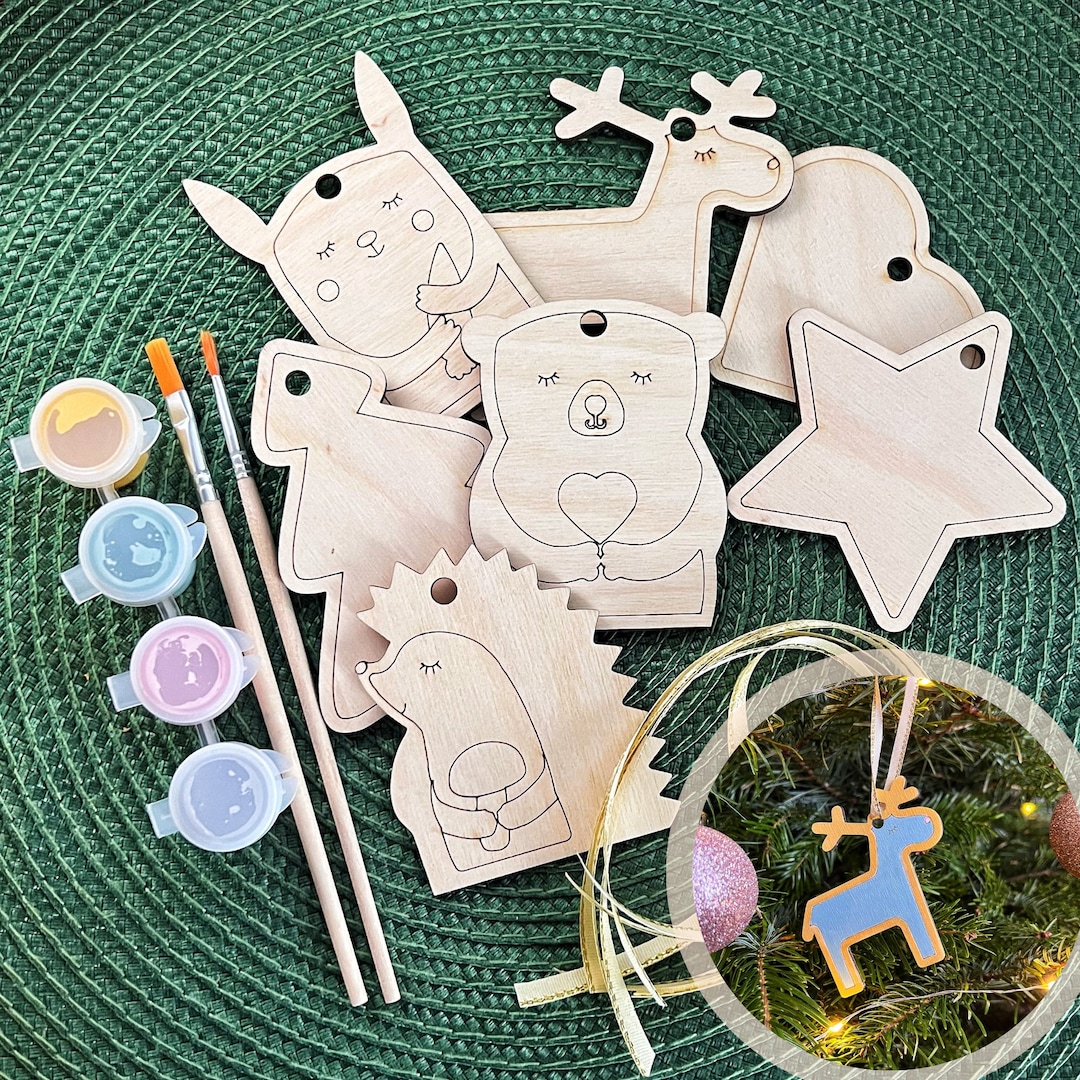 DIY Christmas Ornament Painting Kit: Wooden Holiday Craft - Etsy