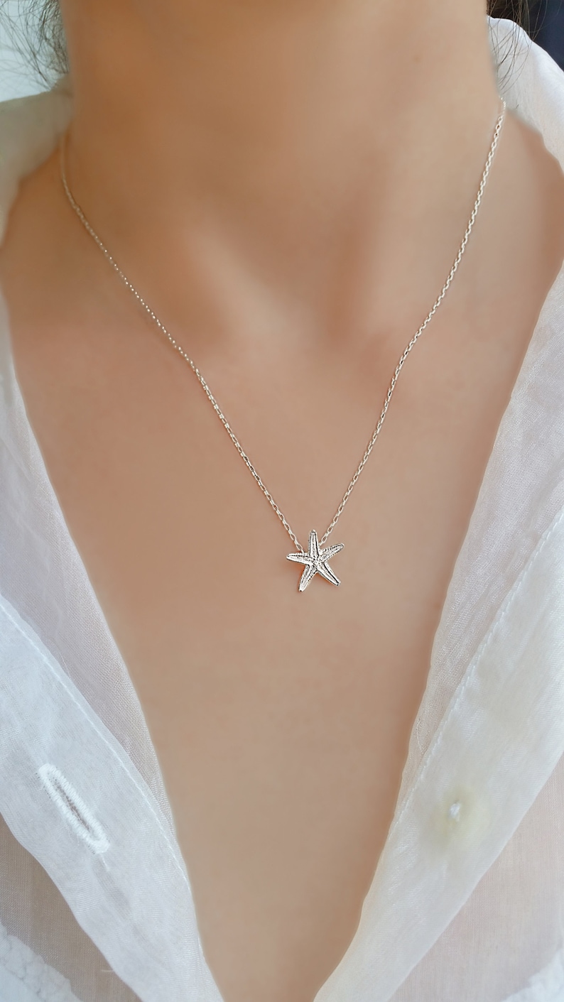 925 Sterling Silver Starfish SeaStar Pendant Necklace