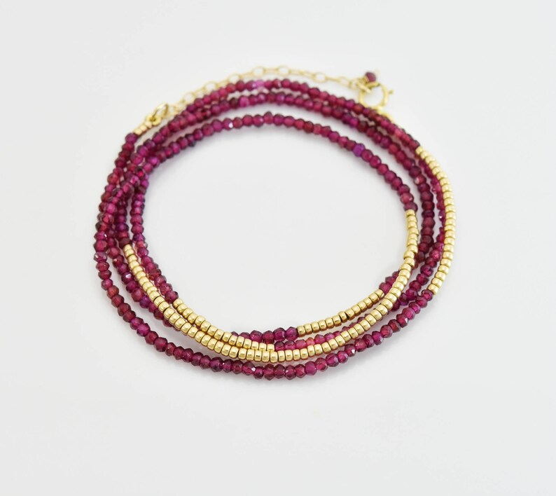 Red Gems Bracelet Garnet and Gold Filled Wrap Bracelet - Etsy