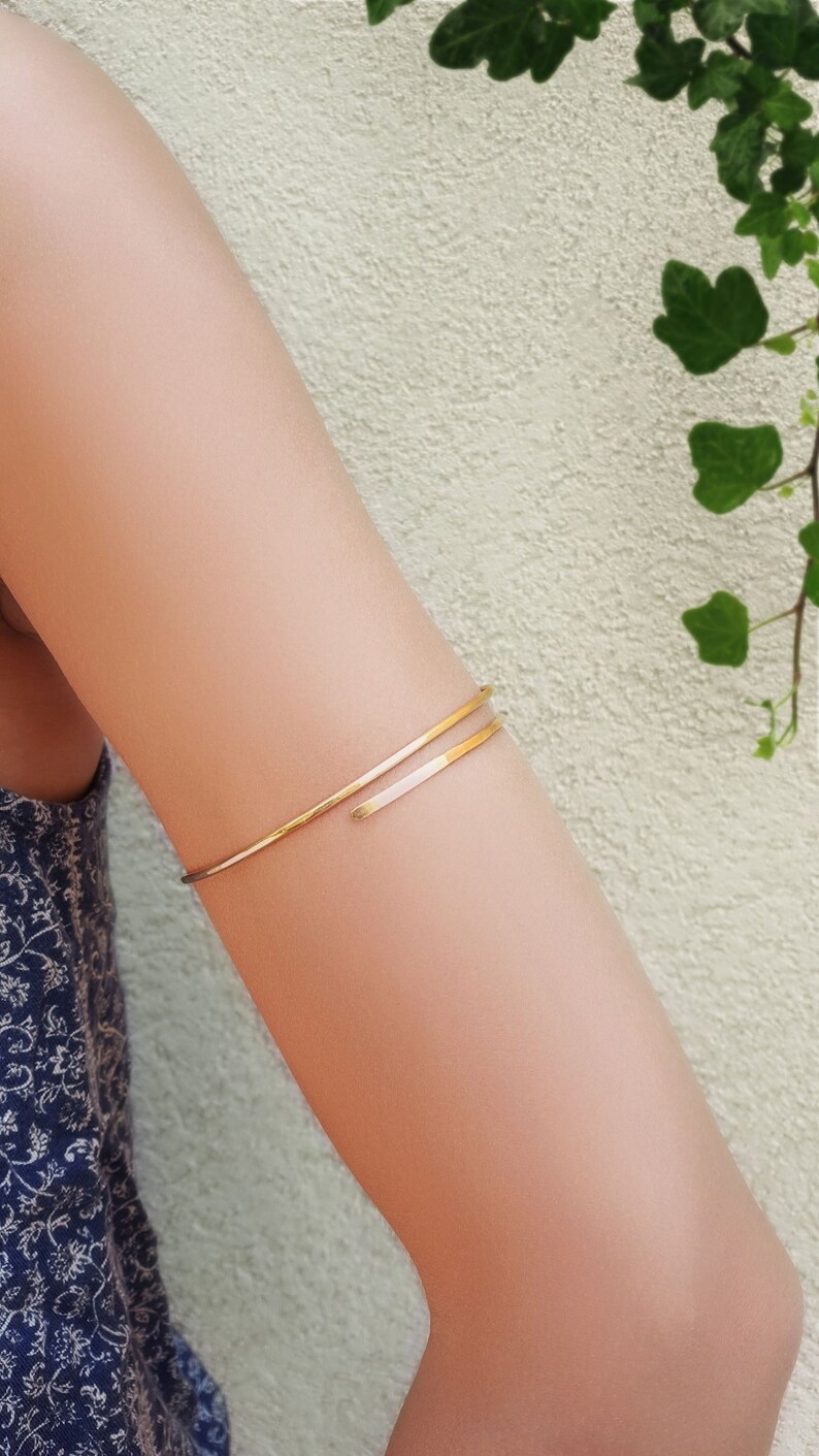 Upper Arm Bracelet Gold Arm Cuff Skinny Armlet Gold Arm Etsy