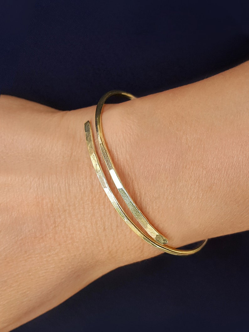 Hammered Gold Bangle Gold Adjustable Bracelet Hammered Gold Etsy