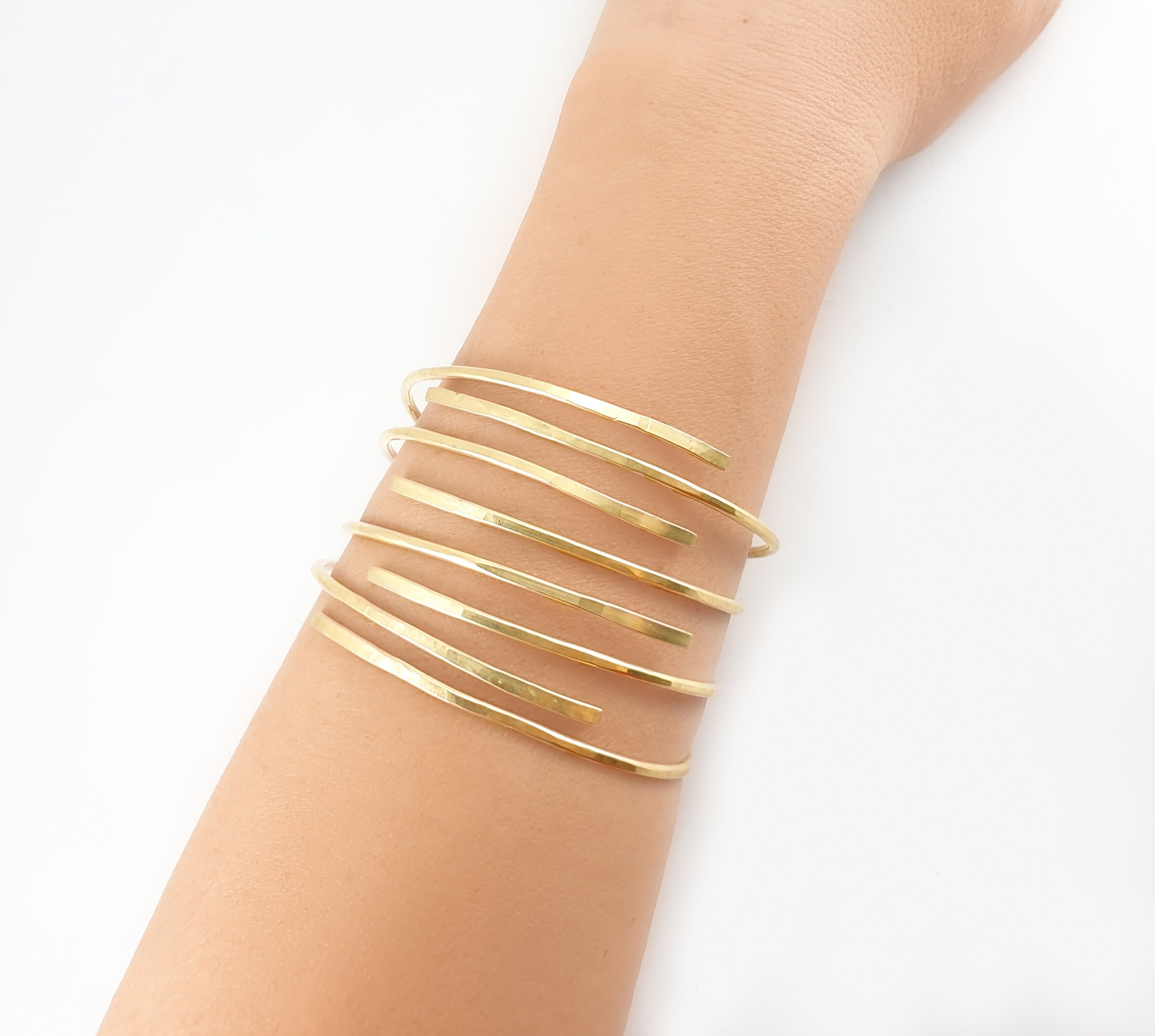 Gold Wrap Bangle Hammered Bangle Adjustable Bracelet Gold Etsy