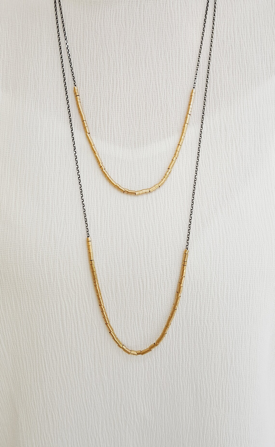 Elegant Long Necklace Layered and Long Necklace Mixed Metal Etsy Israel