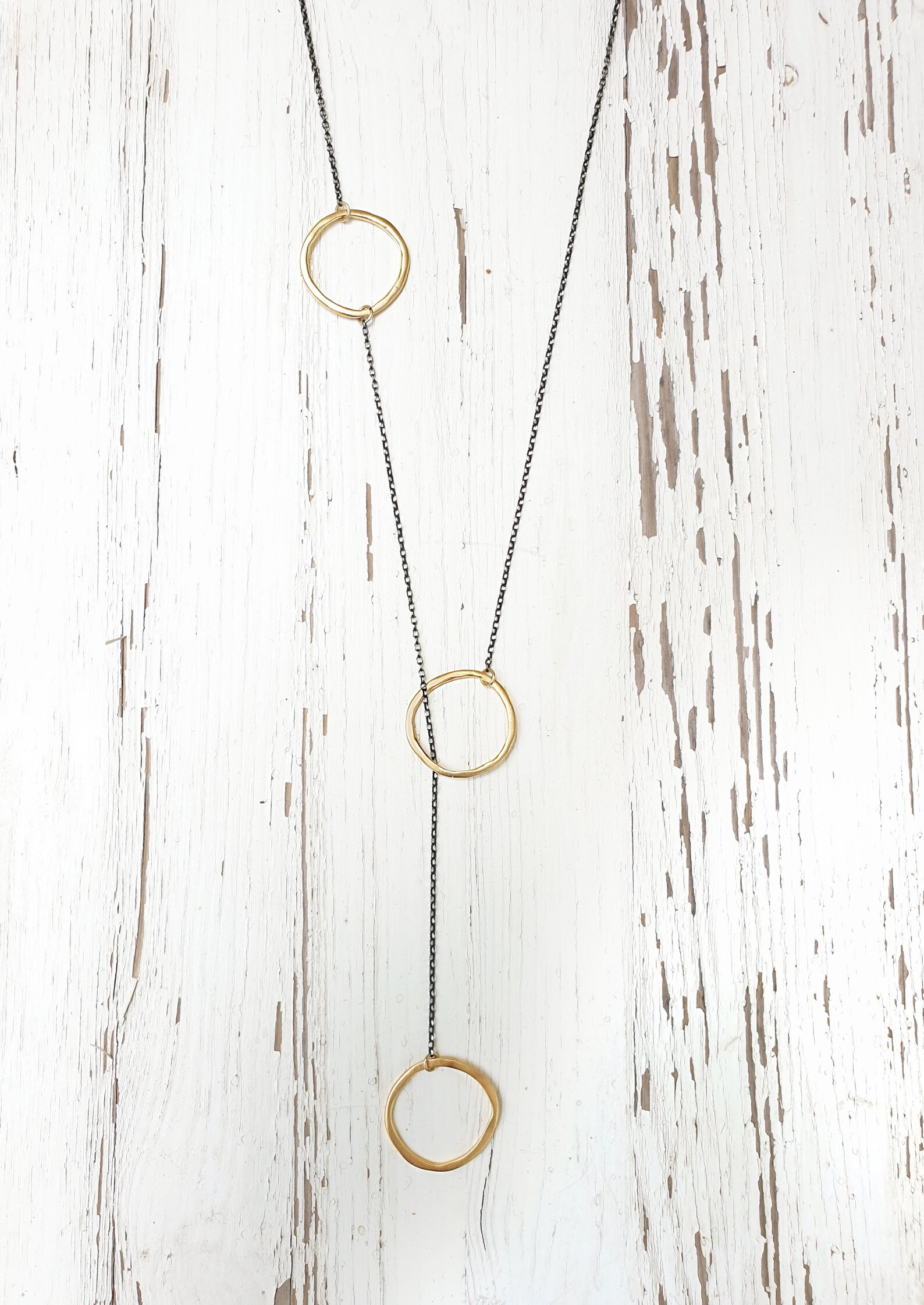 Circle Lariat Necklace Three Circles Necklace Circle in Etsy