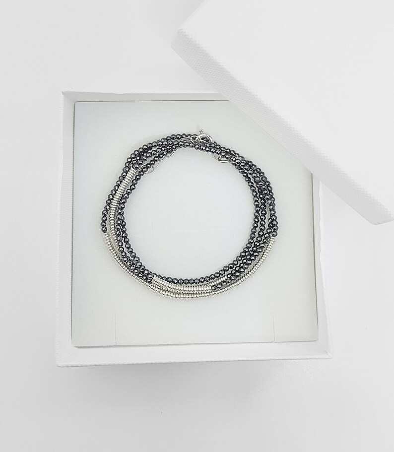 Hematite Bead Bracelet Layering Jewelry Seed Bead Bracelet Etsy