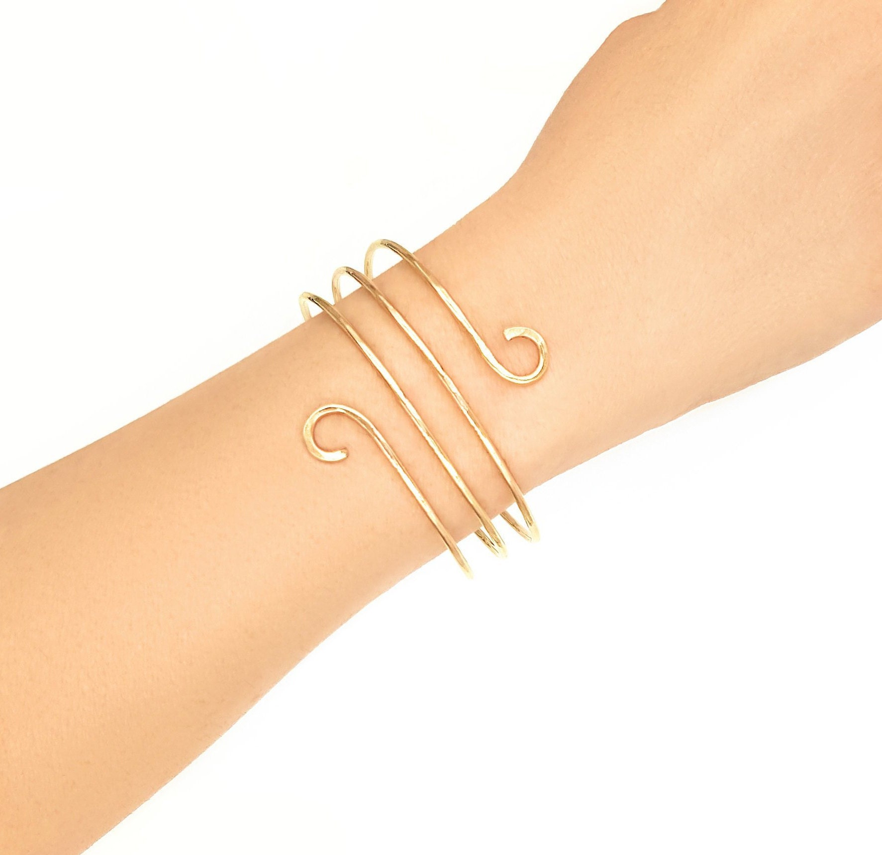 Arm Cuff Bracelet Gold Arm Cuff Gold Wire Wrapped Bracelet Etsy