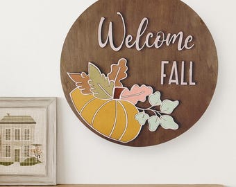 3D Pumpkin Fall Door Hanger: Welcome Fall Sign, Personalized