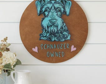 Layered 3D Schnauzer Sign: Handcrafted Dog Decor