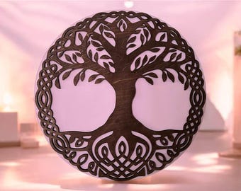 Celtic Tree of Life Wooden Wall Decor, Hand-Stained