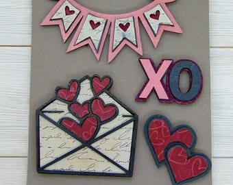 Handmade Wooden Valentine's Day Magnet Set, Whimsical Fridge Decor