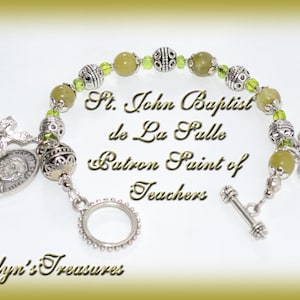 St. John Baptist de La Salle Rosary Bracelet in Peridot, August Birthstone, Teacher Rosary Bracelet, Customize Your Own Rosary Bracelet