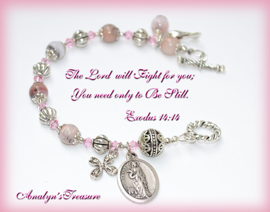 St. Agatha Rosary Bracelet in Natural Opal Rosary Bracelet Etsy