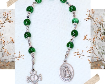 St. Raphael Archangel Chaplet, One Decade Pocket Rosary in Natural Green Jade, Patron of Healing, Confirmation Gifts, Birthday, or Customize