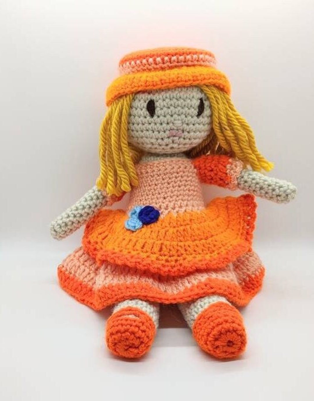 Yarn Doll Heirloom Doll Handmade Doll Spring Doll Orange Etsy