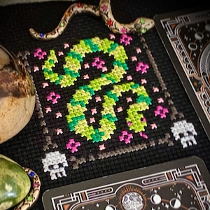 Witchy Snake in the Garden Cross Stitch Pattern