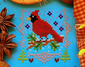 Christmas Cardinal Cross Stitch Pattern: Holiday Advent Calendar (Digital PDF)