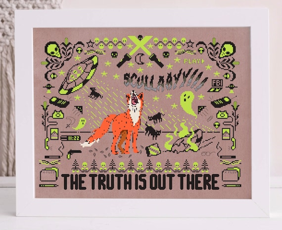 Fox Mulder Dana Scully X Files Parody Cross Stitch Pattern