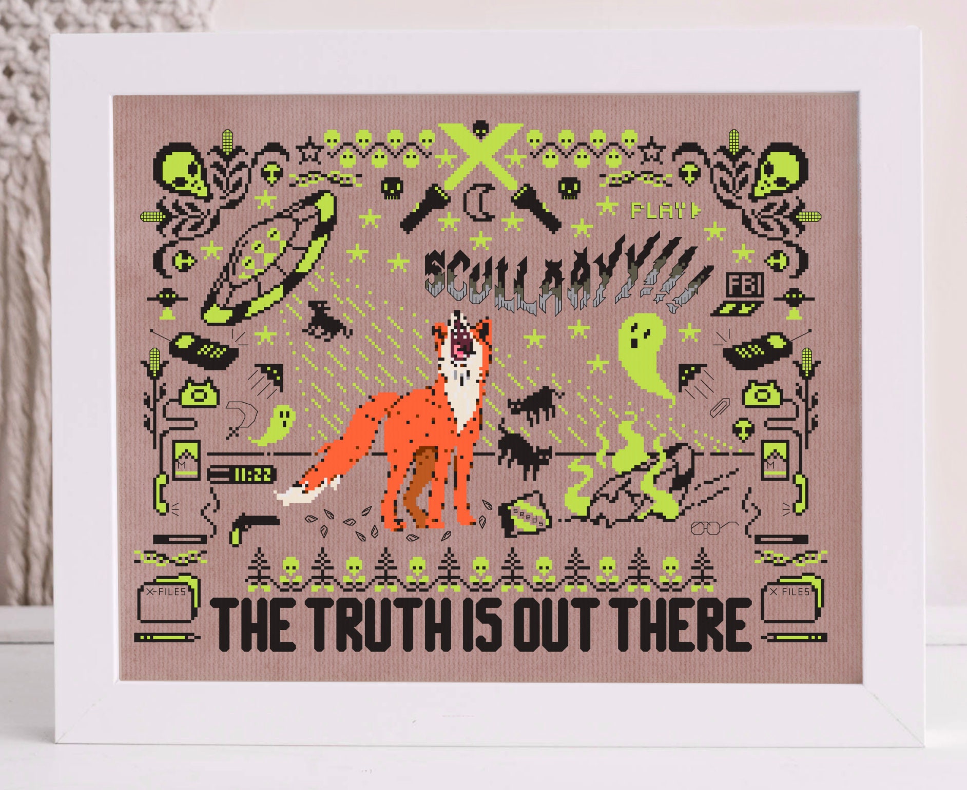 Fox Mulder Dana Scully X Files Parody Cross Stitch Pattern