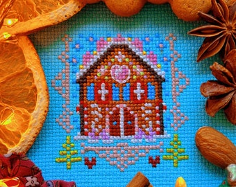 Gingerbread House Christmas Cross Stitch Pattern (Digital PDF)