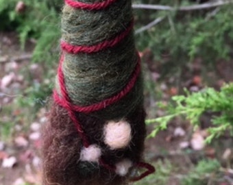 Gnome Ornament-- Red Yarn, Christmas Ornament