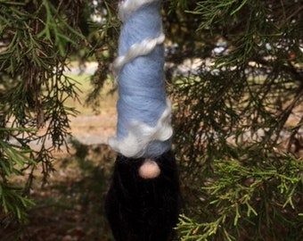 Gnome Ornament-- Light Blue with Locks, Christmas Ornament