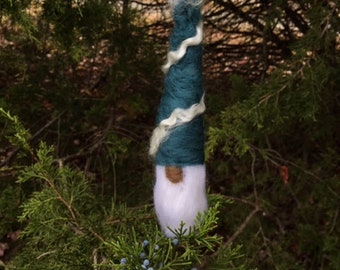 Gnome Ornament-- Deep Blue with Lock, Christmas Ornament