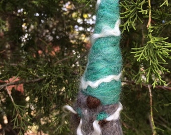 Gnome Ornament-- Blue with Locks, Christmas Ornament