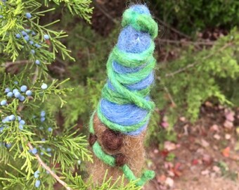 Gnome Ornament-- Green Yarn, Christmas Ornament