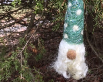 Needle Felted Ornament-- White Light Christmas Tree, Christmas Ornament