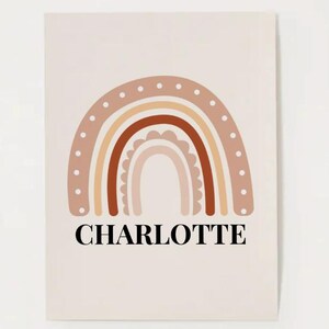 Boho Rainbow Personalized Name Wall Art- Neutral Nursery Printable