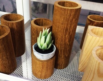 Handarbeit Naturliche Holz Sechseckige Prisma Log Pflanzer Etsy