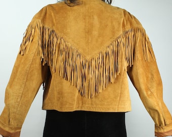 Vintage Brown Suede Jacket Fringes, 70s 80s Leatherjacket Cognacbrown, Oversized Leather Jacket