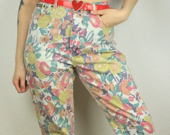 Pastel Floral Jeans - Etsy