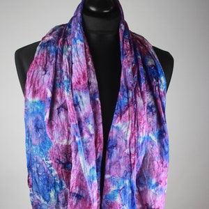 Vintage Tie-Dye Scarf, Colorful Silk Shawl, Unique Headband