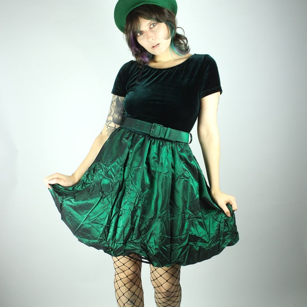 Vintage Dress Dark Green Size S, Chou Chou Designer Cocktaildress, Velvet Satin Mix, Tutu Petticoat