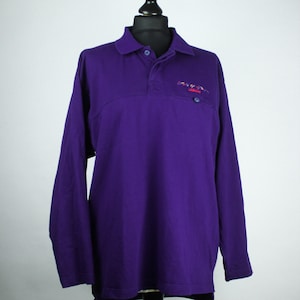 Vintage ADIDAS Longsleeve Shirt Purple Blue M, Sweater Colorful Embroidery, Colors Of Sport, Fine Stripes, 80s 90s Colorblocking Sportswear