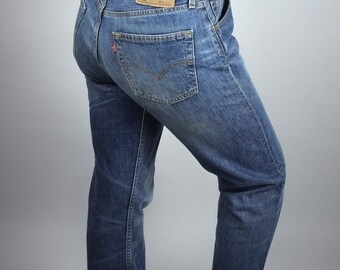 Vintage Blue Levi's 501 Jeans W34 L32, Midblue Bootcut Jeans