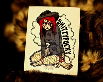 Cut Out Sticker Shttyfcky, Fashion Design Art Statement Sticker, Alternative Grunge Punk Gothic, Laptop Tablet Outdoor Sticker