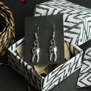 Silver Tooth Earrings, Unique Jewelry, Teeth Jewellery, Alternative Grunge Punk Hippie Gothic, Creepy Design image 1