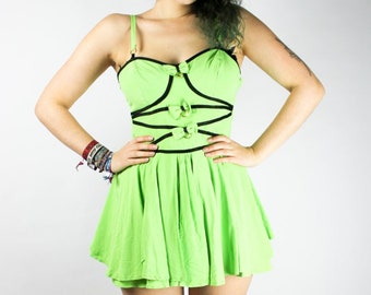 green emerald velvet dress Paneled Tank Mini Dress