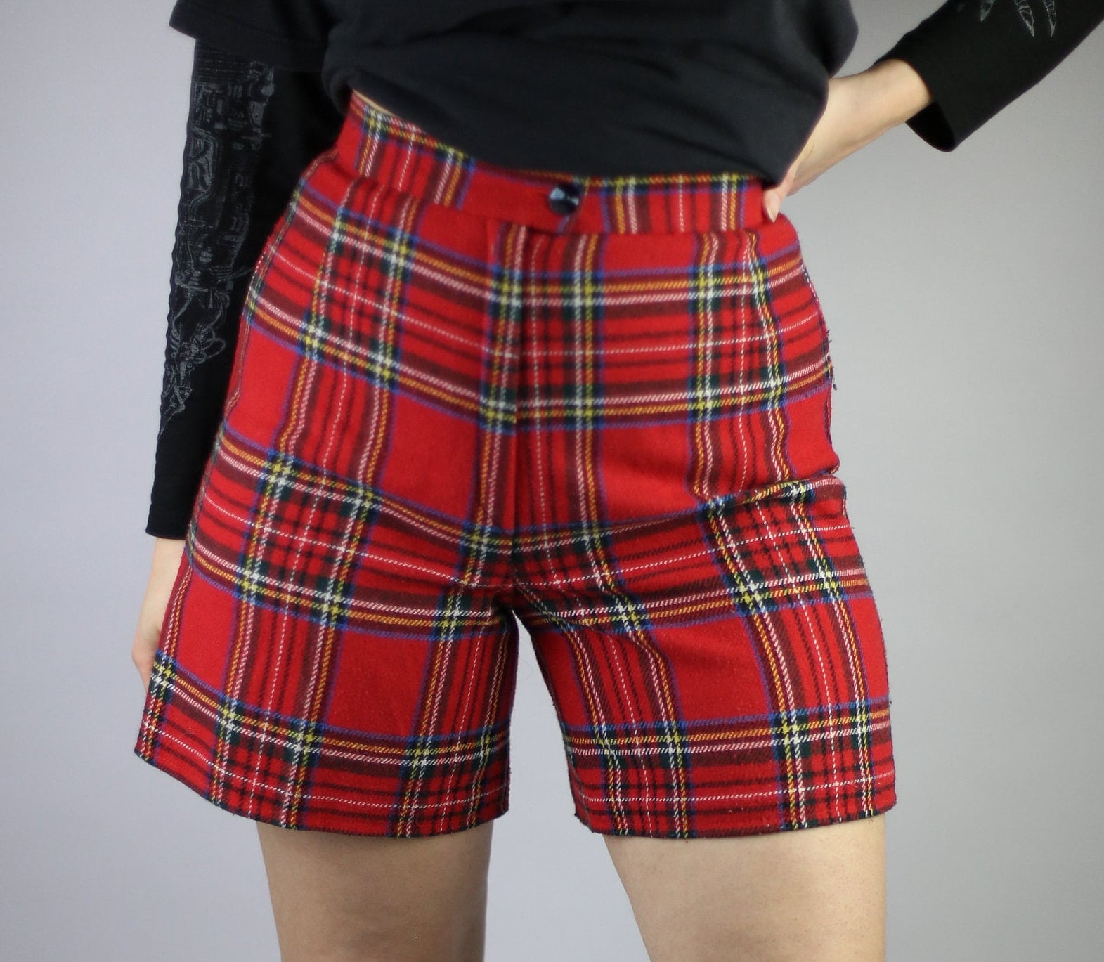 Red tartan shop shorts ladies